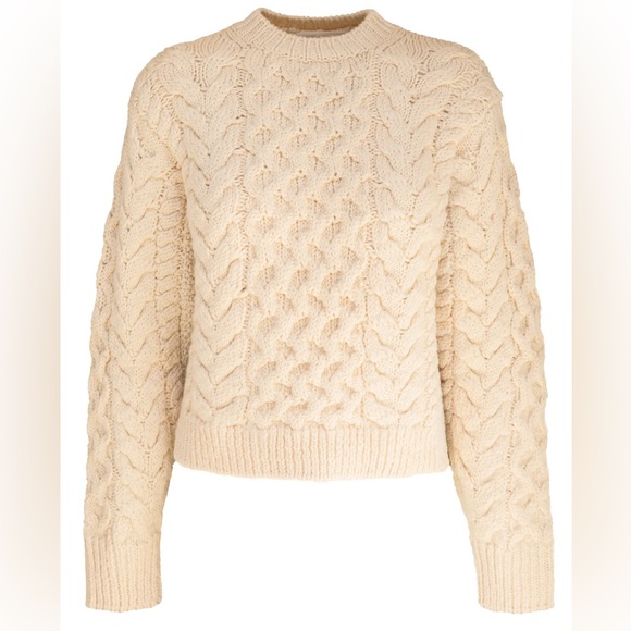 Isabel Marant Etoile Chunky Ivory Cable Knit Sweater Size 40 100% wool Ivory